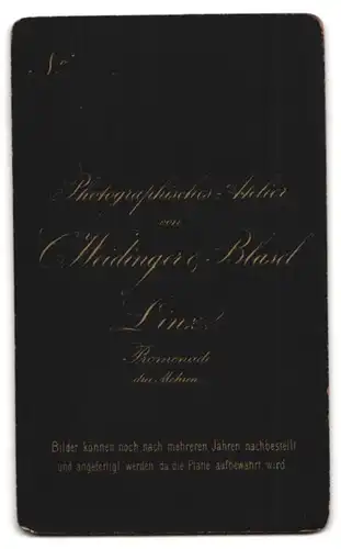 Fotografie C. Weidinger & Blasel, Linz, Promenade drei Mohren, Portrait junge Dame im modischen Kleid mit Hut