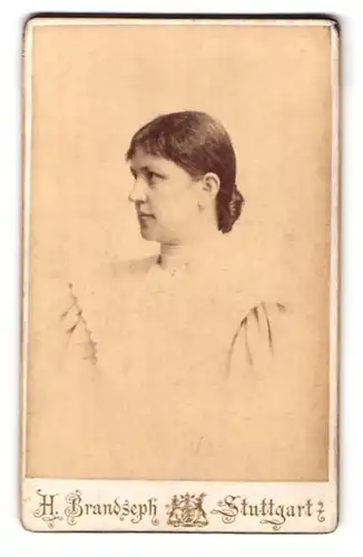 Fotografie Hermann Brandseph, Stuttgart, Marienstrasse 36, Portrait junge Dame im zeitgenössischen Kleid