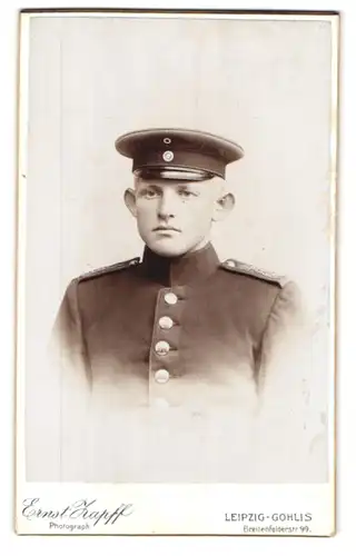 Fotografie Ernst Zapff, Leipzig.Gohlis, Breitenfelderstr. 99, Portrait sächsischer Soldat in Uniform, Segelohren