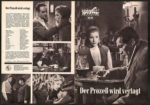 Filmprogramm PFP Nr. 84 /58, Der Prozess wird vertagt, Gisela Uhlen, Raimund Schelcher, Regie: Herbert Ballmann