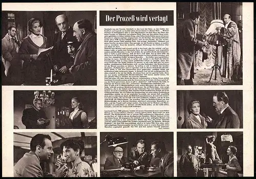 Filmprogramm PFP Nr. 84 /58, Der Prozess wird vertagt, Gisela Uhlen, Raimund Schelcher, Regie: Herbert Ballmann
