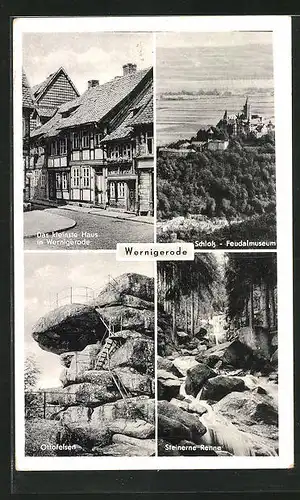 AK Wernigerode, Das kleinste Haus, Schloss und Felsen