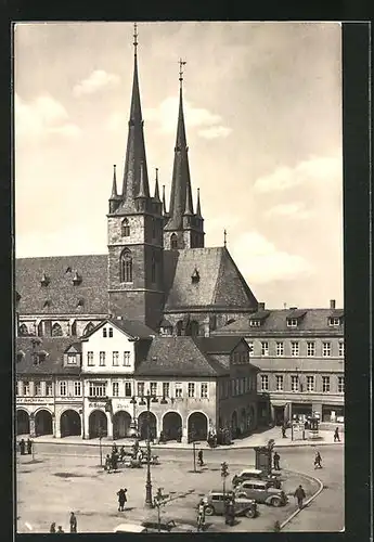 AK Saalfeld / Saale, Markt mit Stadtkirche