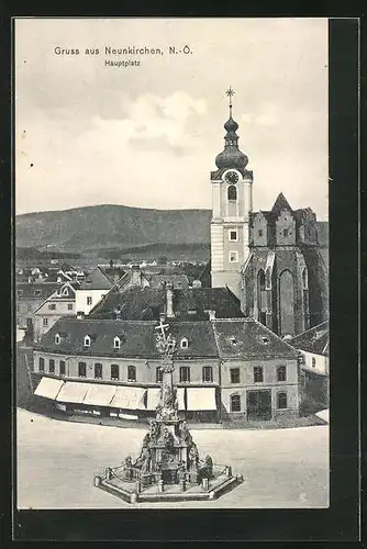 AK Neunkirchen, Hauptplatz mit Denkmal