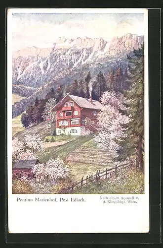 Künstler-AK Edlach, Pension Marienhof