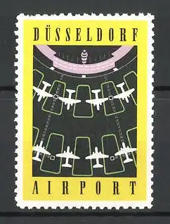 Reklamemarke Düsseldorf Airport, Flugzeuge auf den Parkplätzen