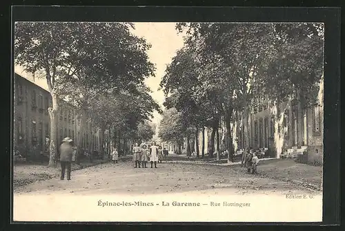 AK Épinac-les-Mines-La Garenne, Rue Hottinguer, Strassenpartie