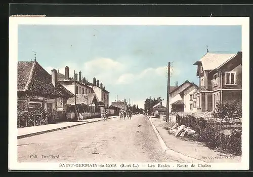 AK Saint-Germain-du-Bois, Les Ecoles Route de Chalon