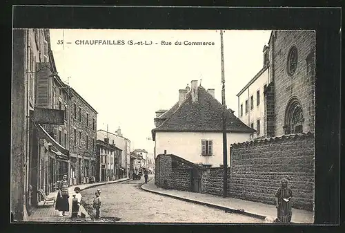 AK Chauffailles, Rue du Commerce, Strassenpartie