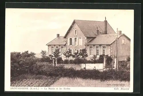 AK Saint-Eugène, La Mairie et les Ecoles