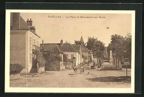 AK St-Gilles, La Place et Monument aux Morts