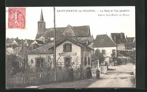 AK Saint-Martin sur Ouanne, La Gare et vue générale