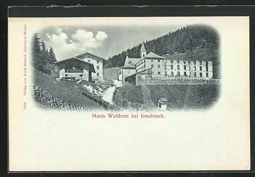 Mondschein-AK Mühlbach, Kloster Maria Waldrast