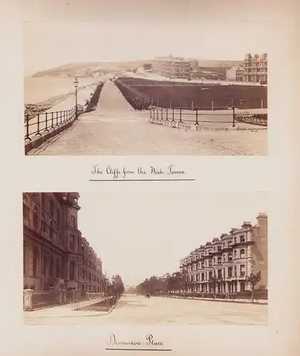 Fotoalbum 69 Fotografien und 8 Stichen Reisealbum, Ansicht Eastbourne, London Antwerpen Brüssel Schottland