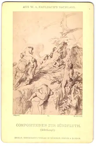 Fotografie Friedrich Bruckmann, München, Gemälde aus W. v. Kaulbach`s Nachlass, Composition zur Sündfluth, Adlerkampf