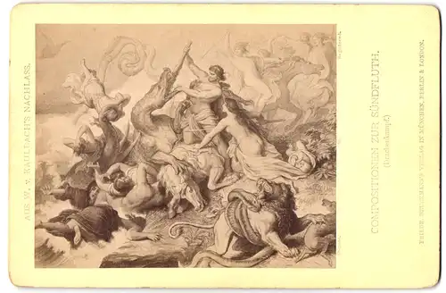 Fotografie Friedrich Bruckmann, München, Gemälde aus W. v. Kaulbachs Nachlass, Composition zur Sündfluth, Drachenkampf