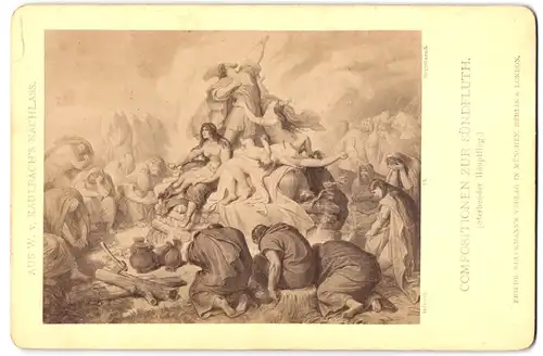 Fotografie Friedrich Bruckmann, München, Gemälde aus W. v. Kaulbachs Nachlass, Compo. z. Sündfluth, Sterbender Häuptling