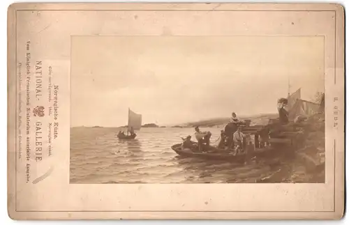 Fotografie Photographische Gesellschaft, Berlin, Gemälde nach H. Gude, Fischer an der norwegischen Küste