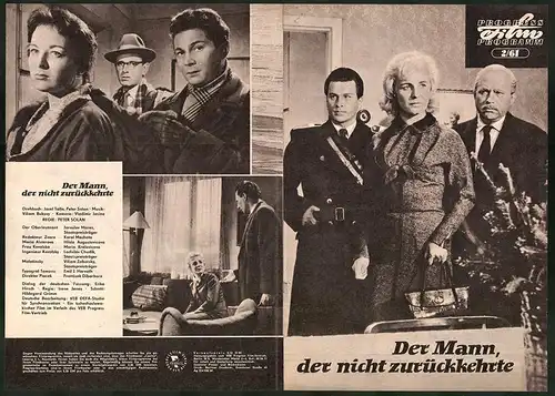 Filmprogramm PFP Nr. 2 /61, Der Mann, der nicht zurückkehrte, Jaroslav Mares, Karol Machata, Regie: Peter Solan