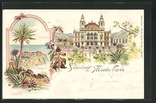 Lithographie Monte Carlo, Darstellung vom Casino