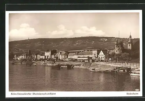 AK Rüdesheim, Anlegestelle Düsseldorfer Rheindampfschiffahrt