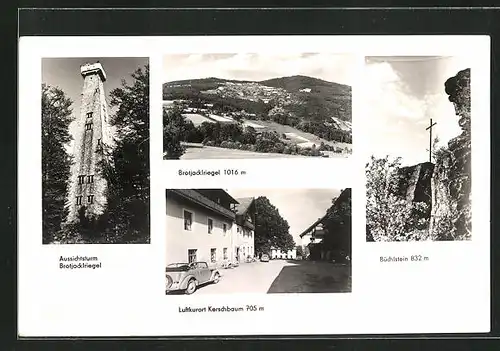 AK Kerschbaum, Aussichtsturm Brotjacklriegel, Strasse mit Häusern
