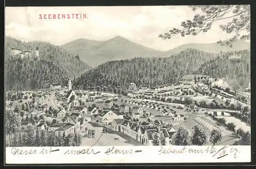 AK Seebenstein, Panoramablick auf den Ort