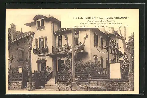 AK Biarritz, Hotel-Pension Les Roses Trianon, 83, Avenue Reine-Victoria
