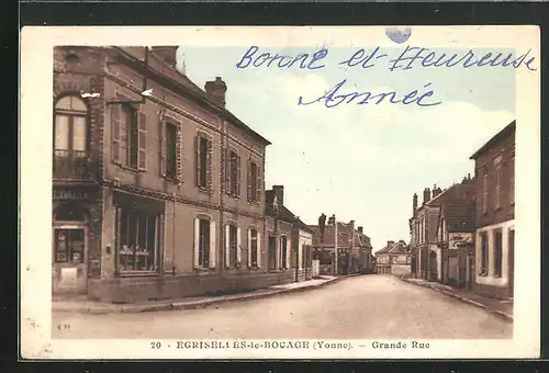 AK Egriselles-le-Bocage, Grande Rue