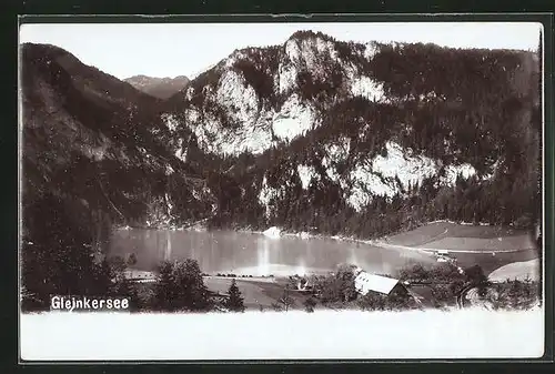 AK Rossleithen, Gleinkersee mit Haus und Bergen