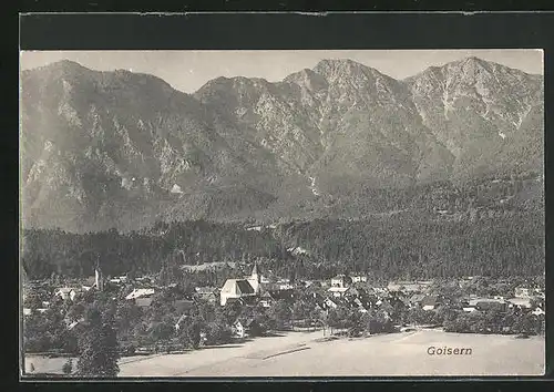 AK Goisern, Ortsansicht mit Bergen