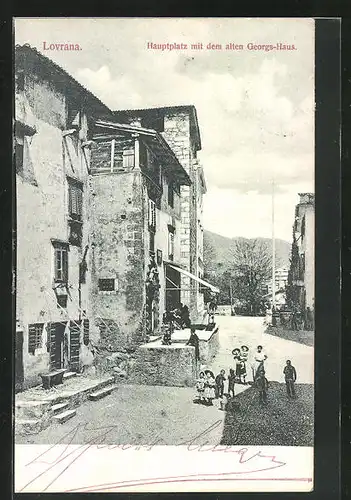 AK Lovrana, Hauptplatz mit dem alten Georgs-Haus