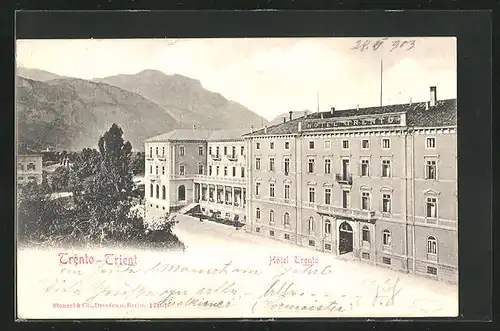 AK Trento, Strasse am Hotel Trento