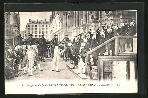 AK Réception de Louis XVI à L`Hôtel de Ville, 17 Juillet 1789 - französische Revolution