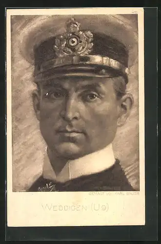 AK Otto Weddigen in Uniform, Kommandant von U-Boot U 9