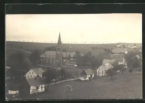 Foto-AK Hermsdorf / Erzgebirge, Totaleansicht aus der Vogelschau 1914