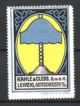 Reklamemarke Kahle & Cless GmbH, Gottschedstr. 17 / 20, Leipzig, Tischlampe