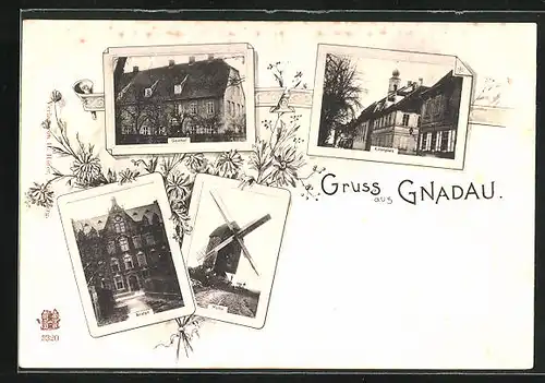 AK Gnadau, Gasthof, Kirchplatz, Anstalt, Mühle