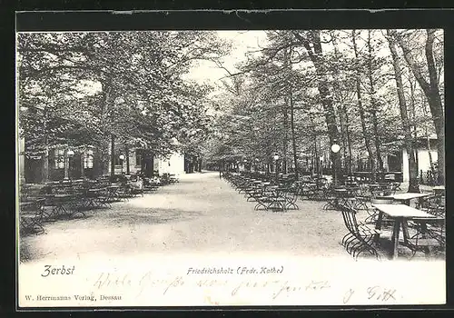 AK Zerbst, Gasthaus Friedrichsholz mit Sommergarten
