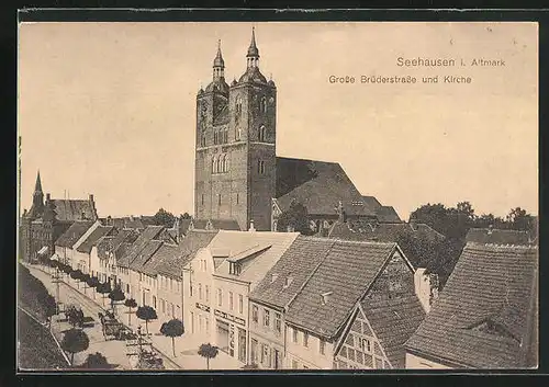 AK Seehausen i. Altm., Grosse Brüderstrasse und Kirche