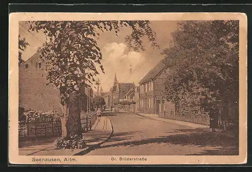 AK Seehausen / Altm., Gr. Brüderstrasse im Sommer