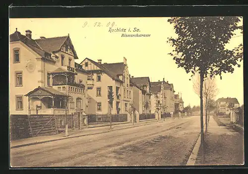AK Rochlitz i. Sa., Bismarckstrasse mit Villen