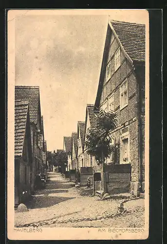 AK Havelberg, Strasse am Bischofsberg mit Baum