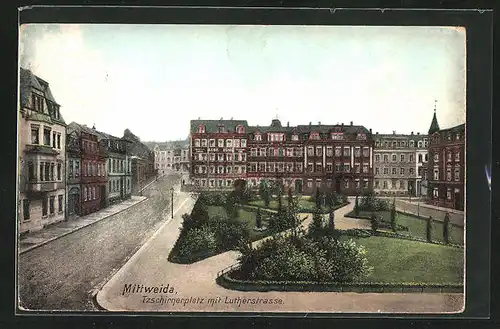 AK Mittweida, Tzschirnerplatz mit Lutherstrasse
