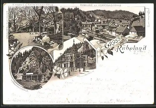 Lithographie Rübeland, Höhlenmuseum, Hermannshöhle, Eingang zur Baumannshöhle