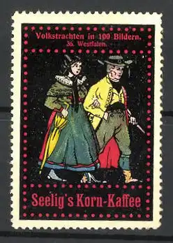 Reklamemarke Praze, Seelig's Korn-Kaffee, Volkstrachten in 100 Bildern, Nr. 36, Paar in Westfälischer Tracht