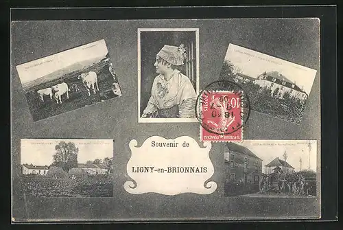 AK Ligny-en-Brionnais, Ortsansichten, Frauenportrait