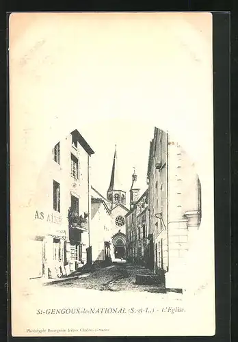 AK St-Gengoux-le-National, Strassenblick zur Kirch, L`Eglise