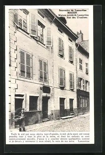 AK Macon, Maison natale de Lamartine, Rue des Ursulines