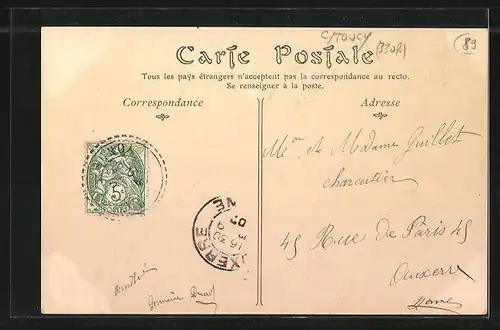 AK Leugny, Grande-Rue et Pont sur l'Ouanne